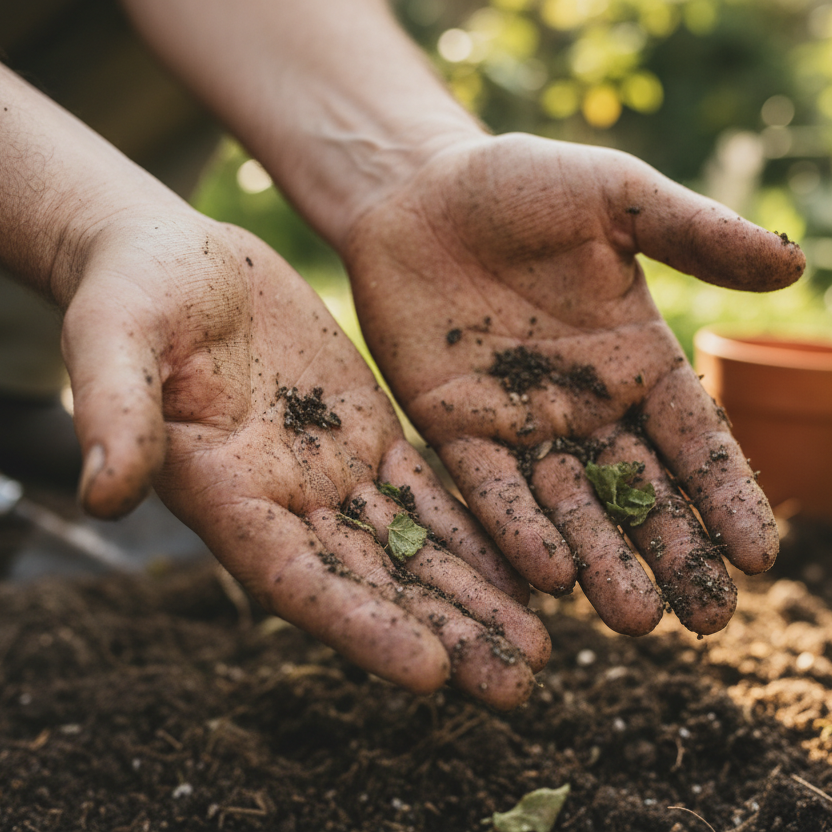 hands, after work in garden